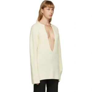 Ann Demeulemeester KNITTED V-NECK SWEATER IREK IVORY S XS BNWT